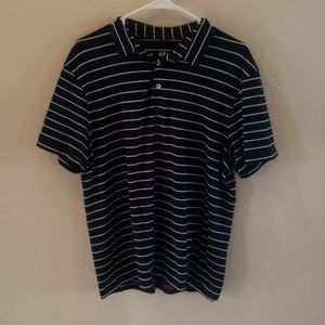 Mens Stripped Navy Blue Collared Shirt